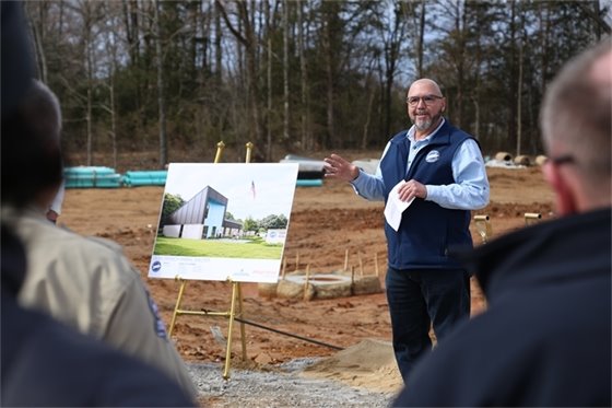Mayor Ken Adams addresses the crowd at the Groundbreaking of the City's new animal shelter (02/14/25)