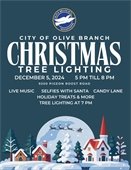 Join us for the illumination of the City of Olive Branch’s New Community Christmas Tree on the front lawn of City Hall!