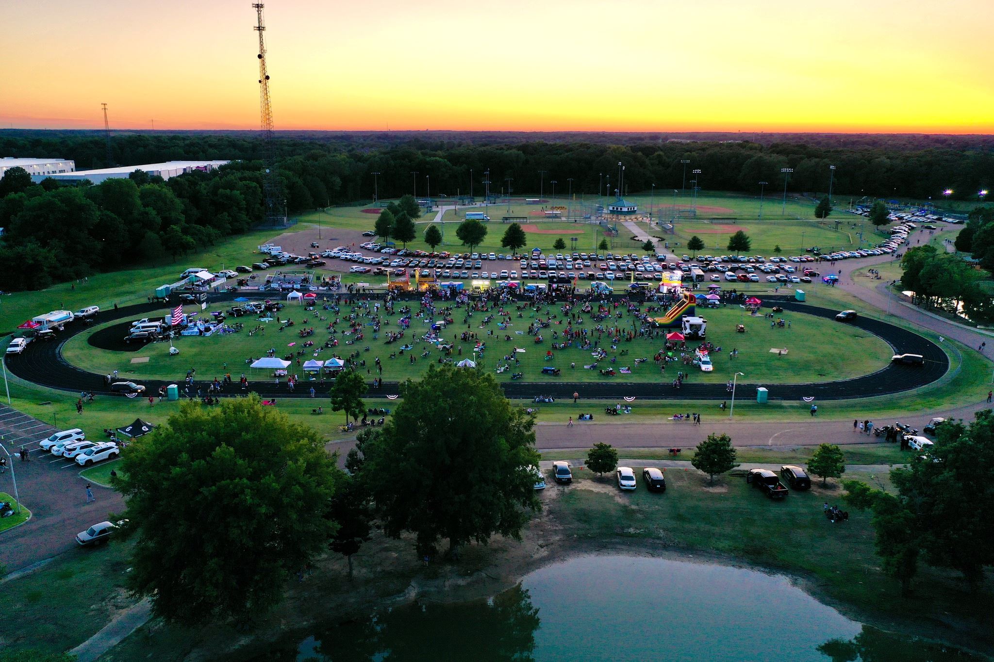 Drone picture of 2023 July 4th celebration in City Park
